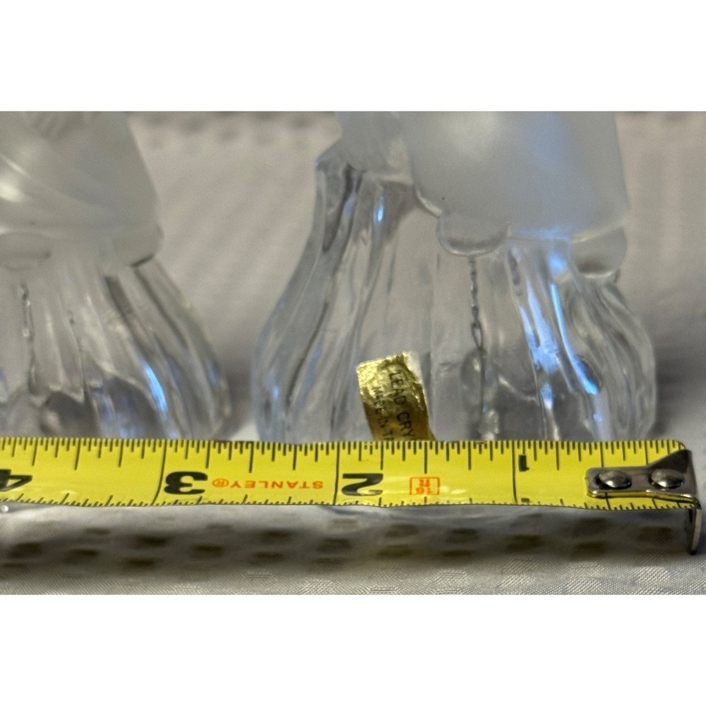 2 Goebel Bell Glass Angel Frosted Satin Sitting On Clear Bell 24%‎ Lead Crystal - Picture 6 of 16
